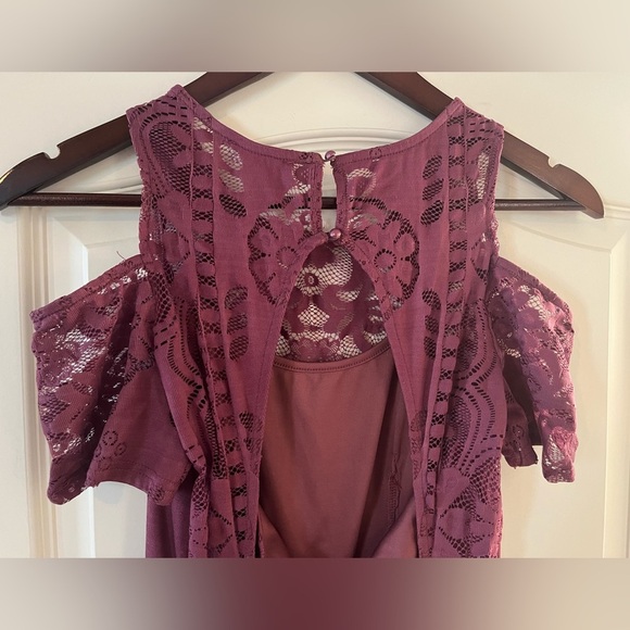 Altar’d State Mauve Lacey Nylon & Polyester Mid length Dress Women’s size XS - Picture 4 of 15
